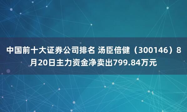 中国前十大证券公司排名 汤臣倍健（300146）8月20日主力资金净卖出799.84万元